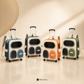 RollPaw rolling pet carrier backpack in Sapphire Blue, Navy Blue, Orange and Green