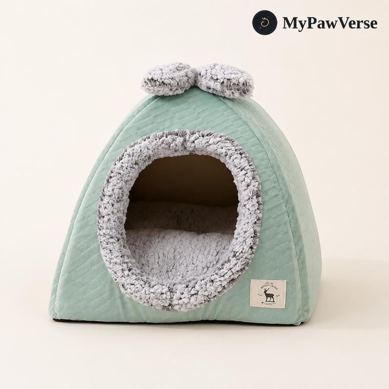BowHaven Plush Cave Bed for Cats & Small Dogs
