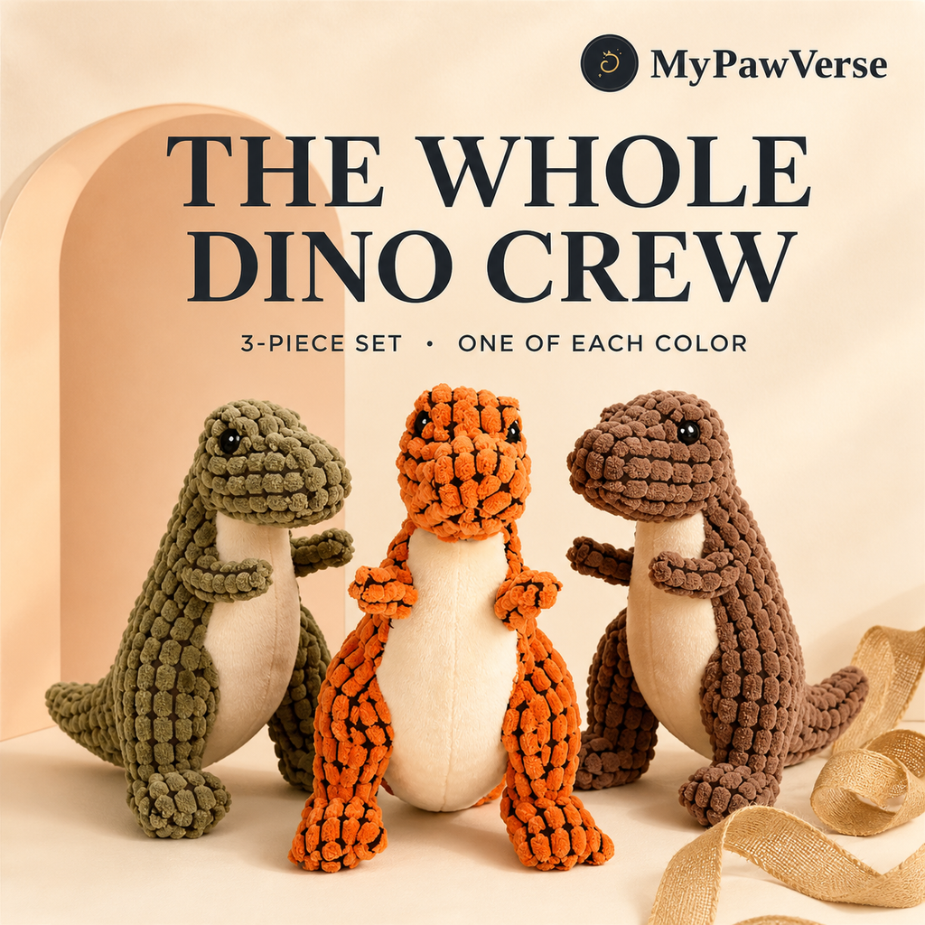 DinoPals three-piece set with green orange and light brown 25 cm toys