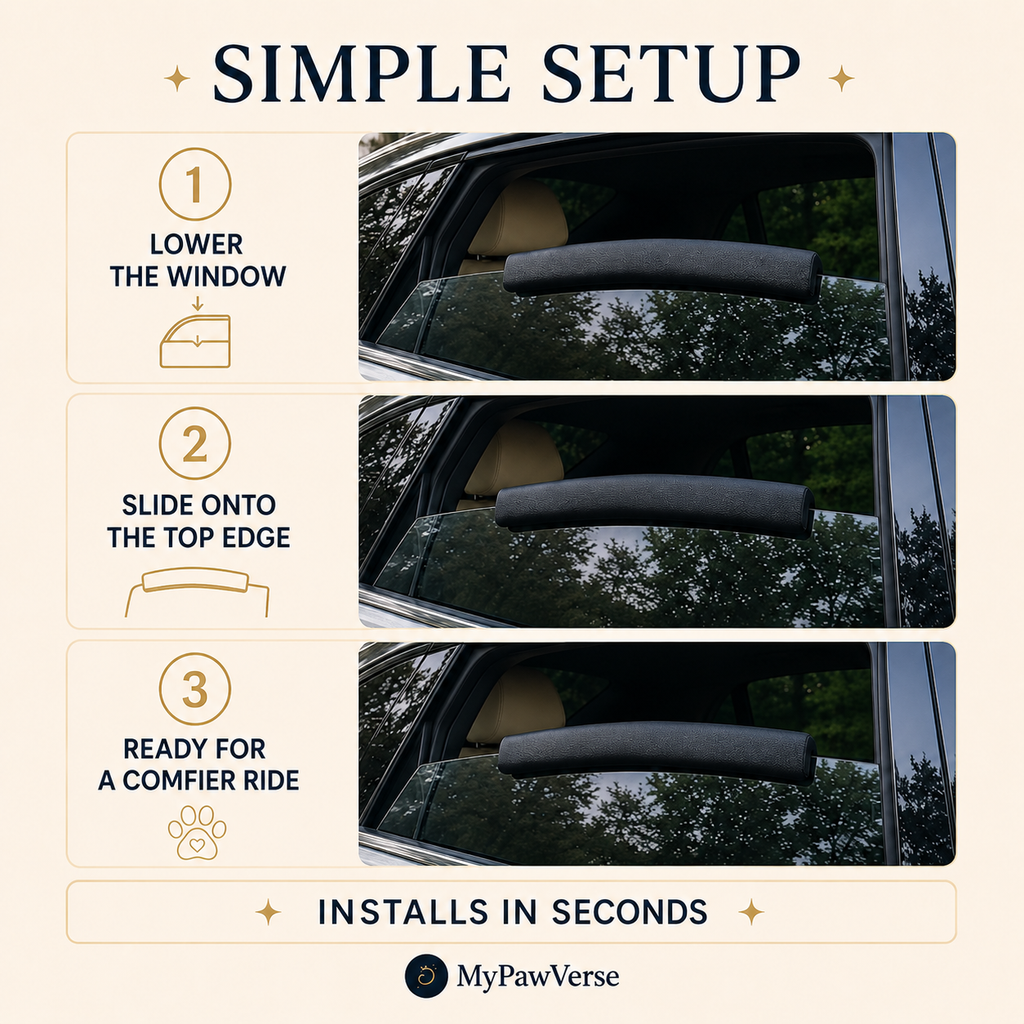 Simple three-step setup for the Dog Car Window Chin Rest