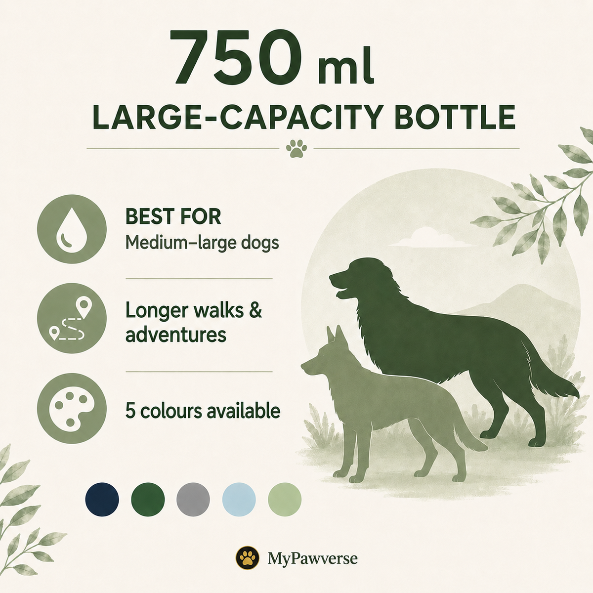 750 ml large-capacity dog water bottle buying guide for medium and large dogs
