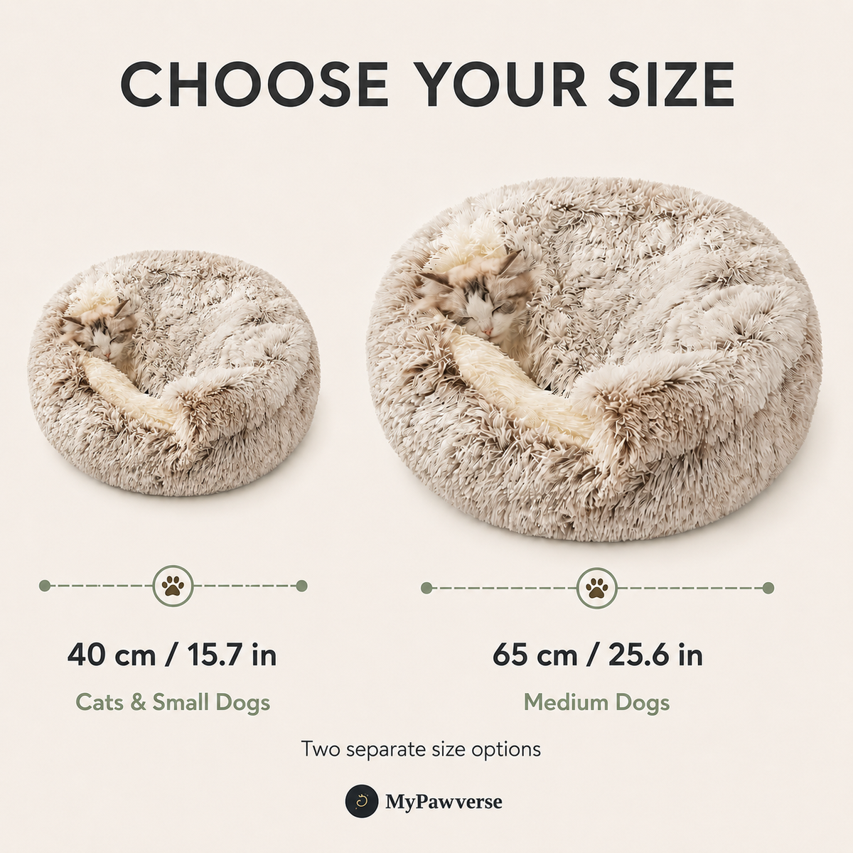 Separate 40cm and 65cm convertible bed sizes