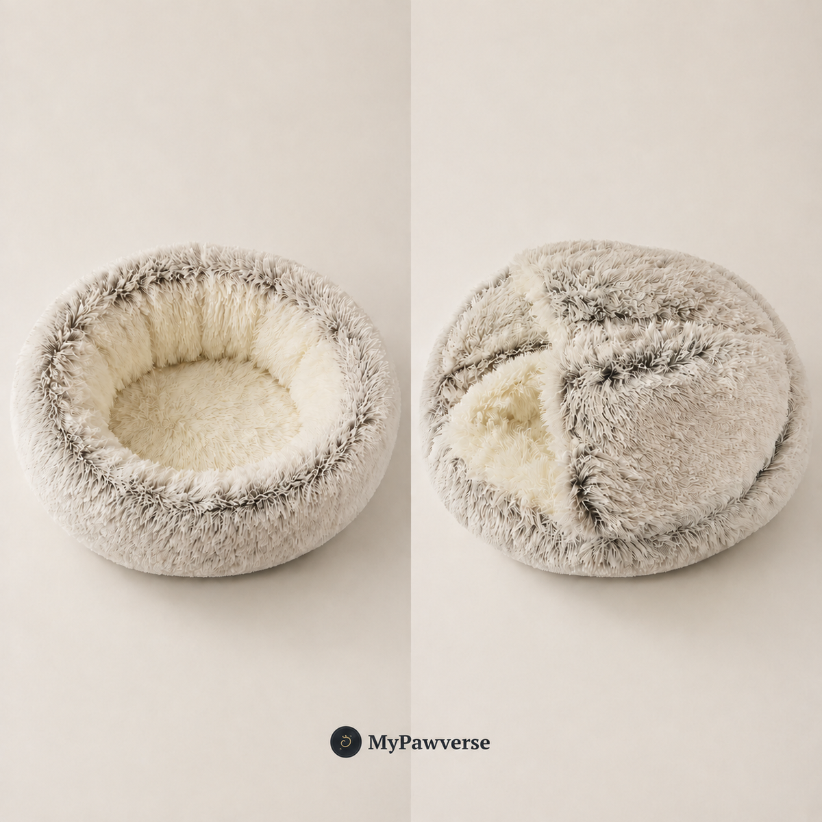 Convertible plush bed shown in two configurations