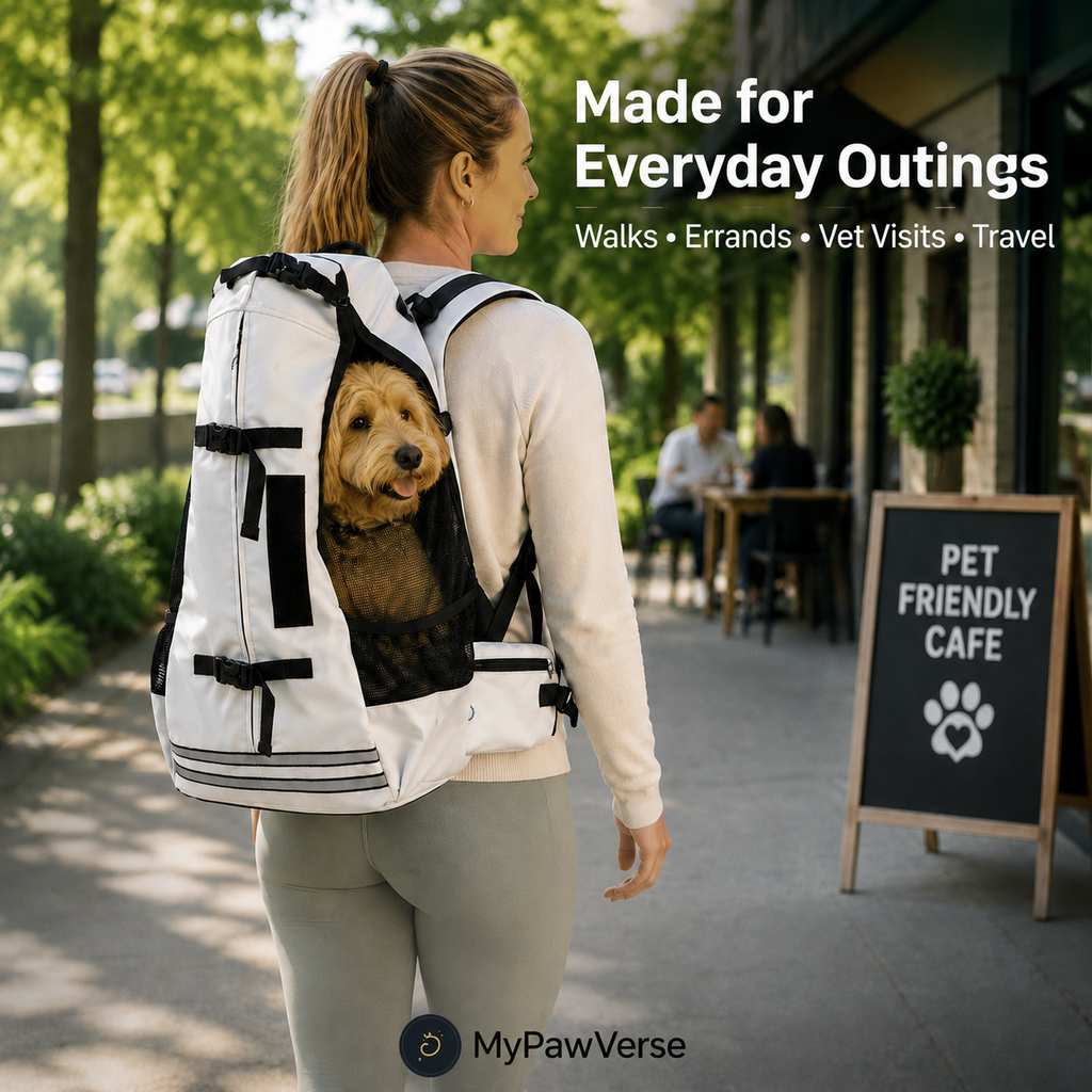 White PawCarry backpack carrier for everyday outings