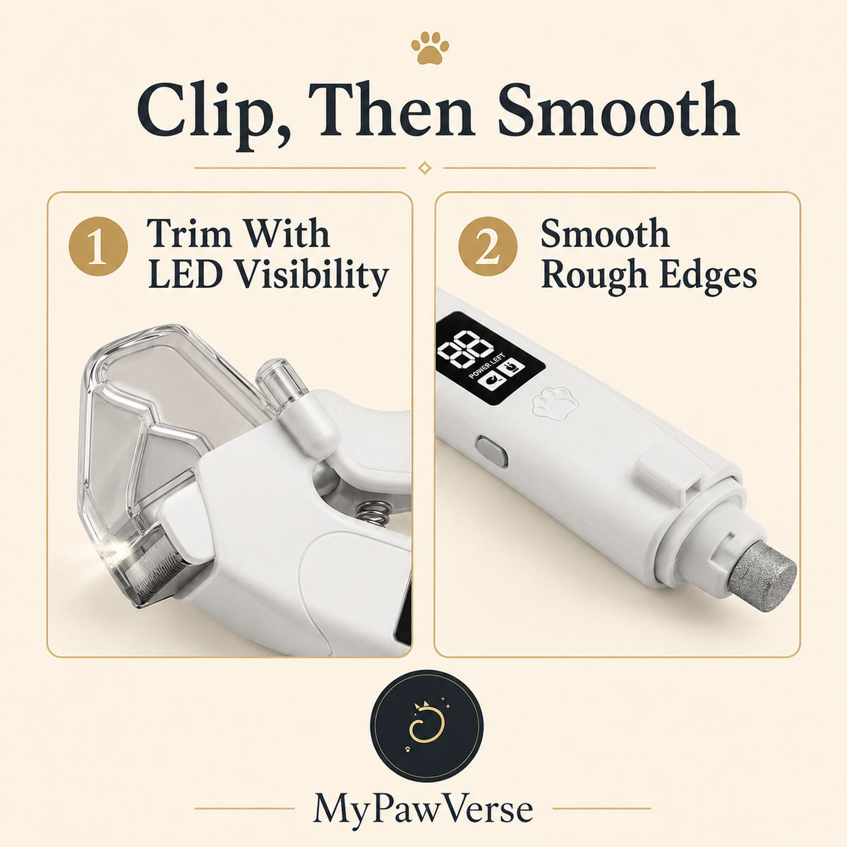 PawGlow two step clip then smooth nail grooming guide
