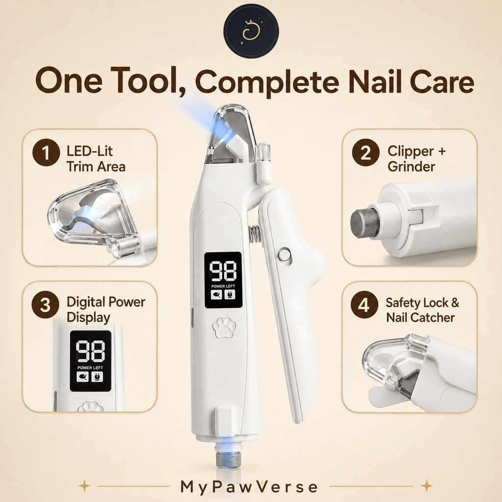 PawGlow LED pet nail clipper and grinder features