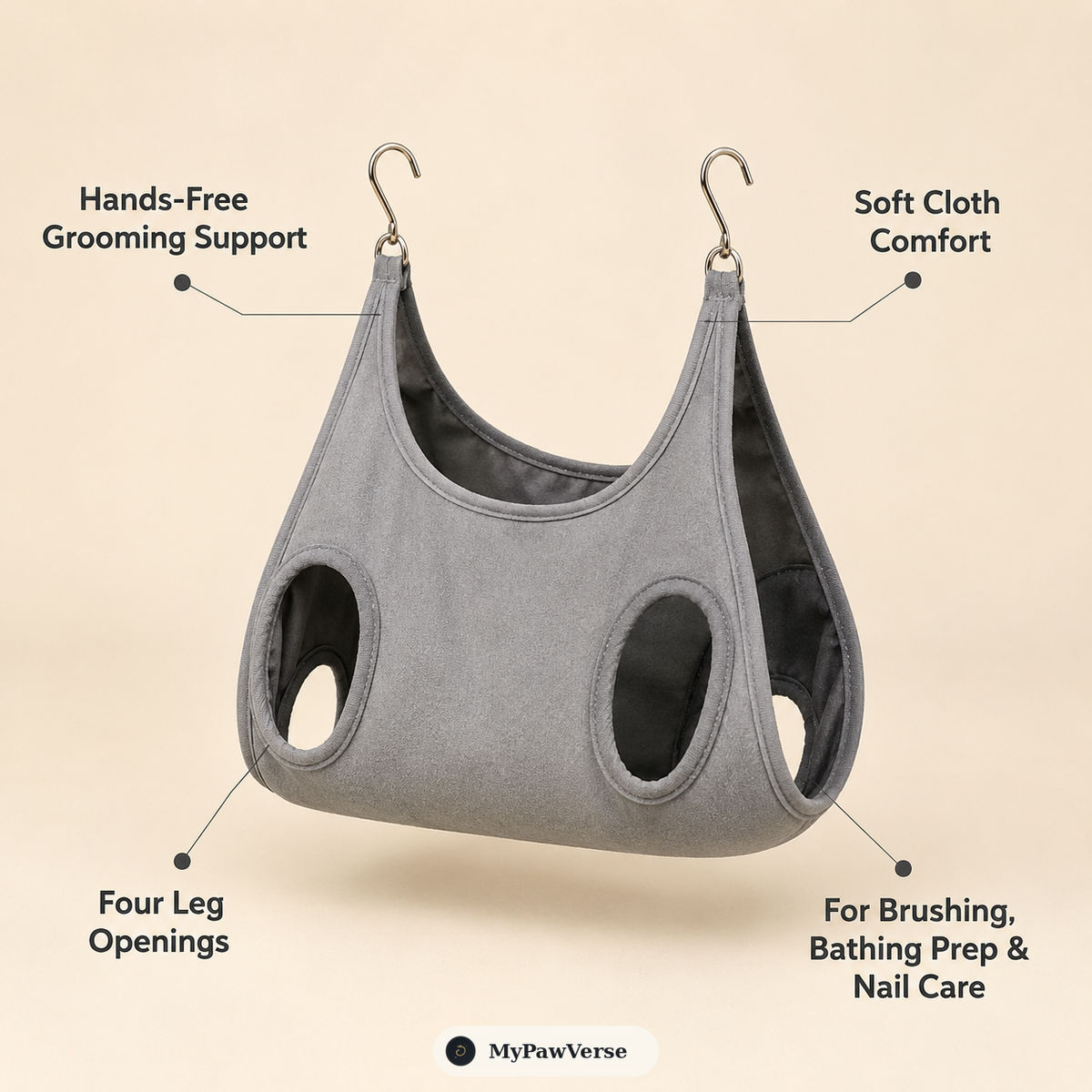 PawHold grooming hammock features