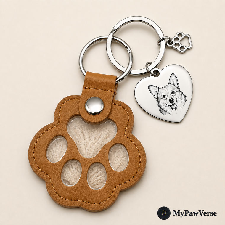 PawKeepsake Personalized Pet Photo & Fur Keychain