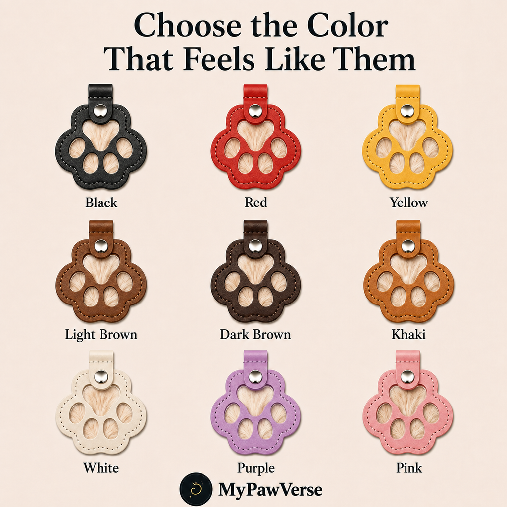 PawKeepsake color guide: Black, Red, Yellow, Light Brown, Dark Brown, Khaki, White, Purple and Pink