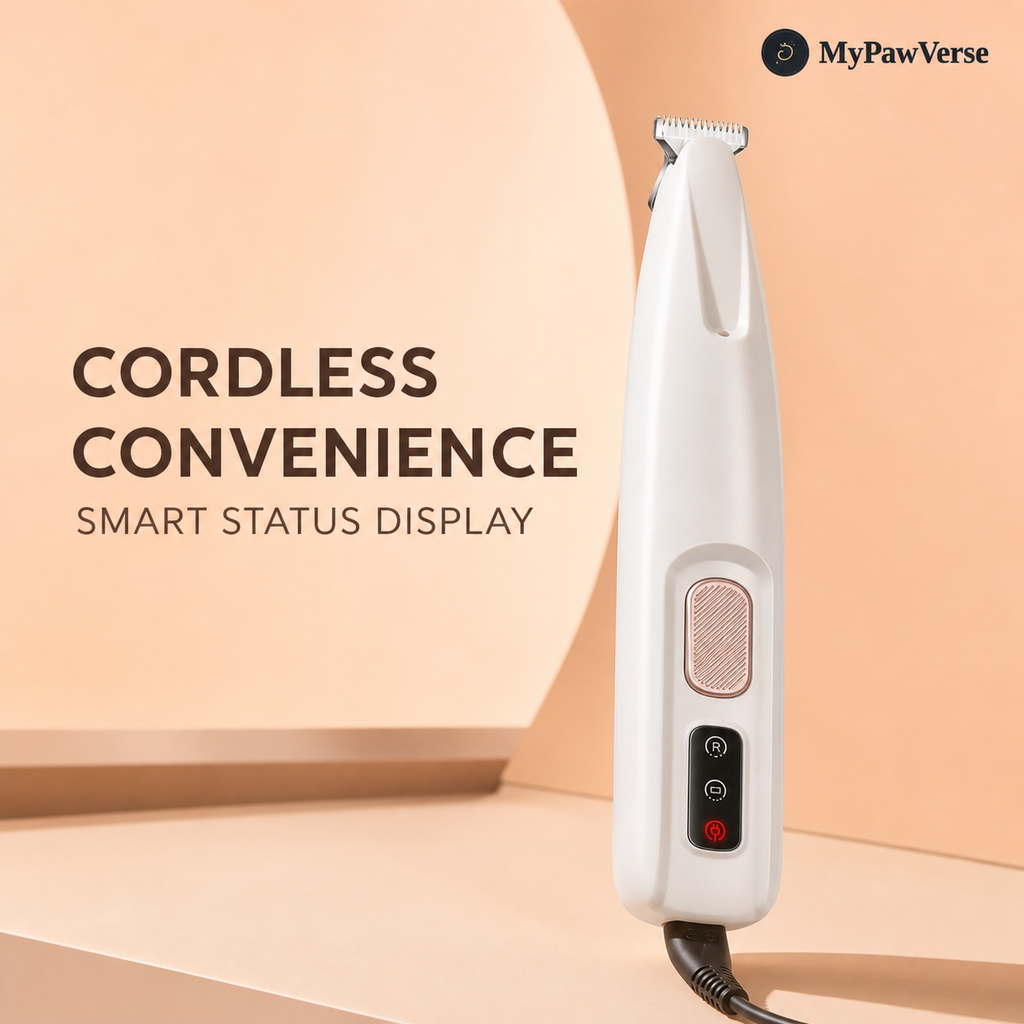 PawLume cordless rechargeable trimmer with smart status display