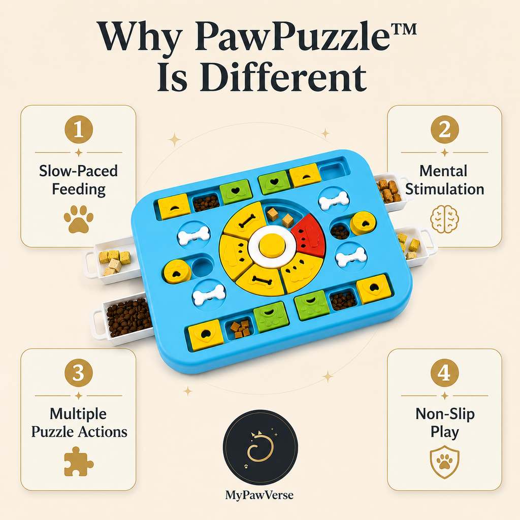 PawPuzzle slow feeding and mental enrichment features
