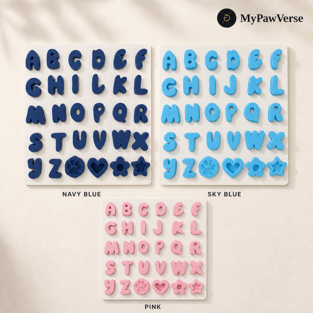 Complete A to Z letters and symbols in Navy Blue, Sky Blue and Pink