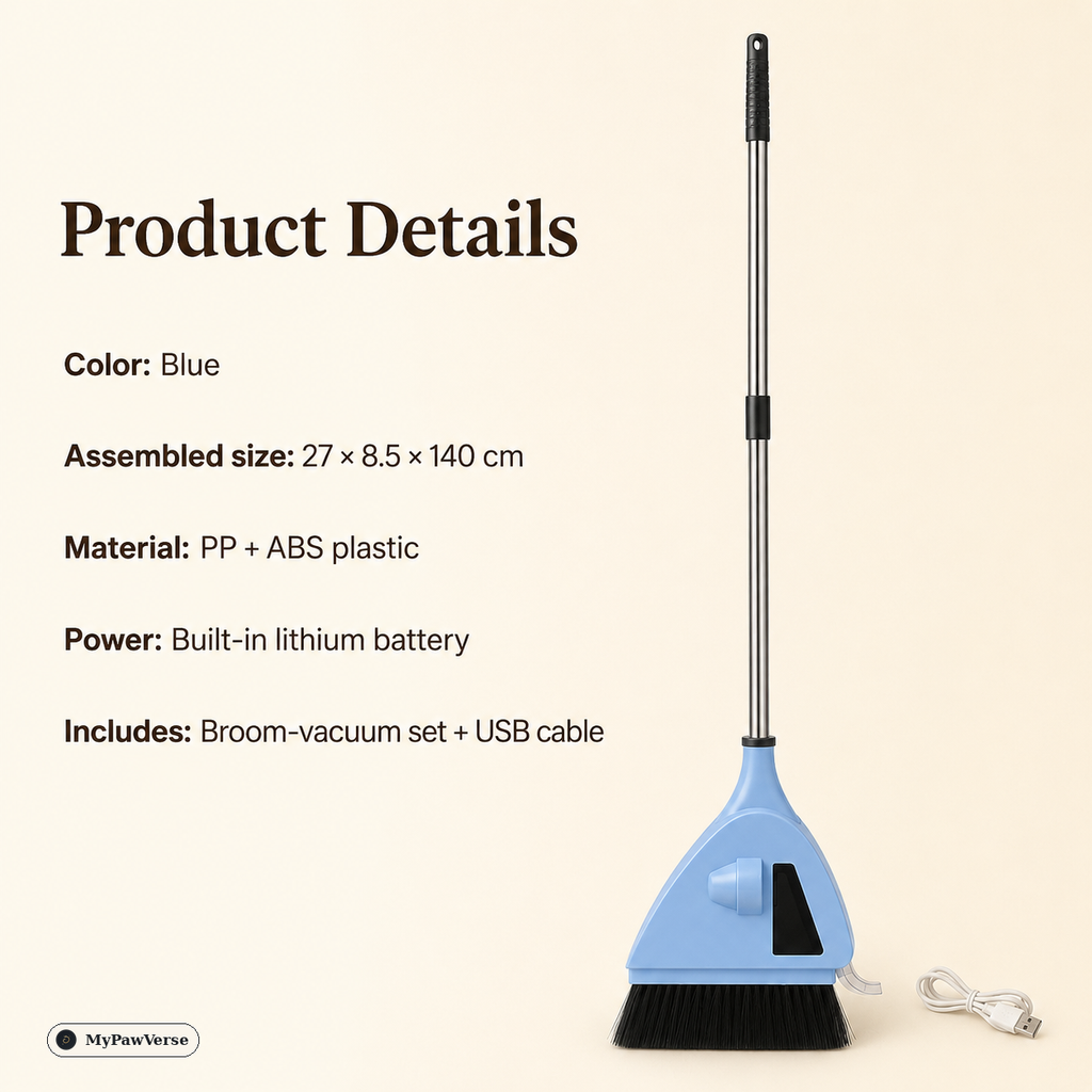 SweepVac Pro Blue product dimensions materials and package contents