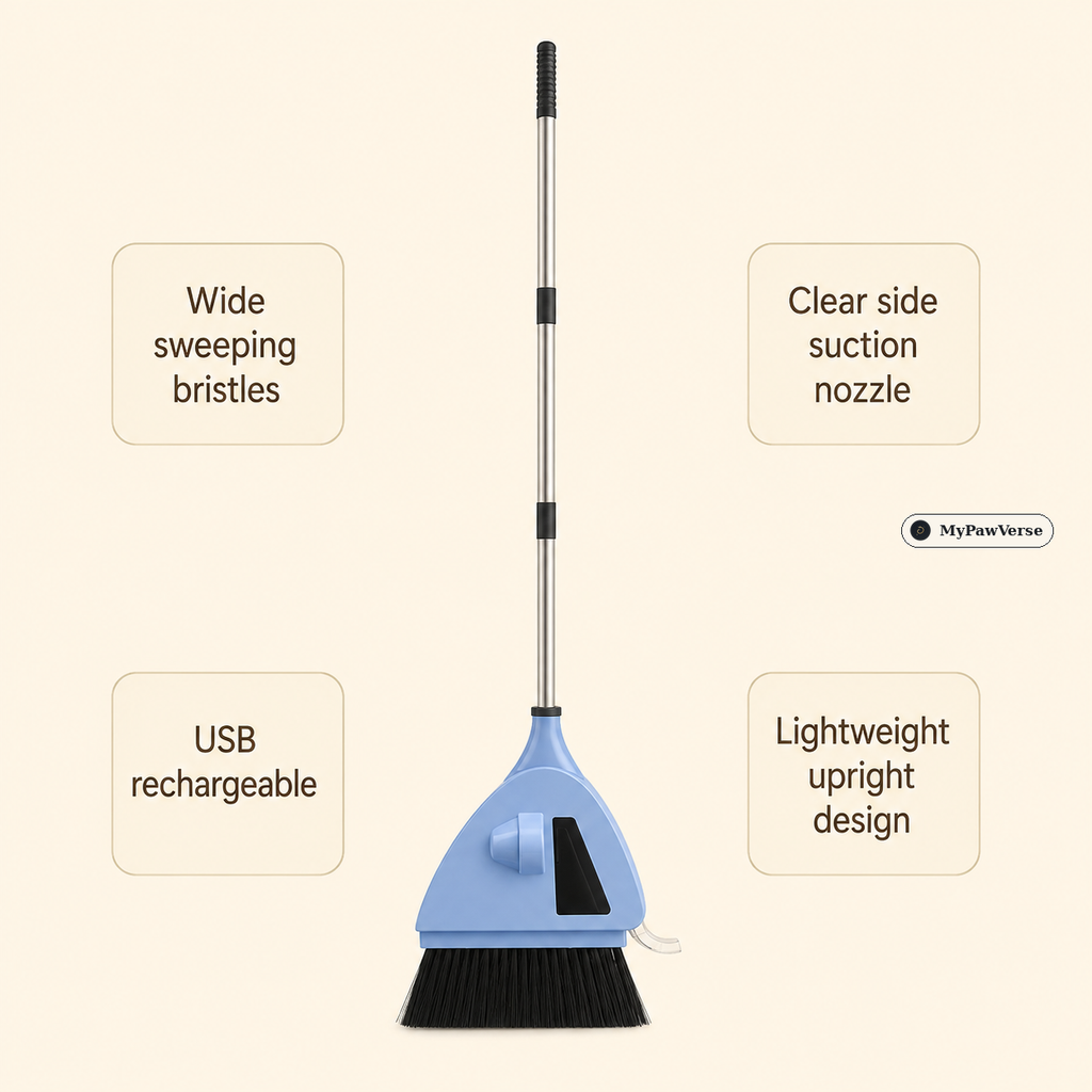 SweepVac Pro USB rechargeable broom vacuum features